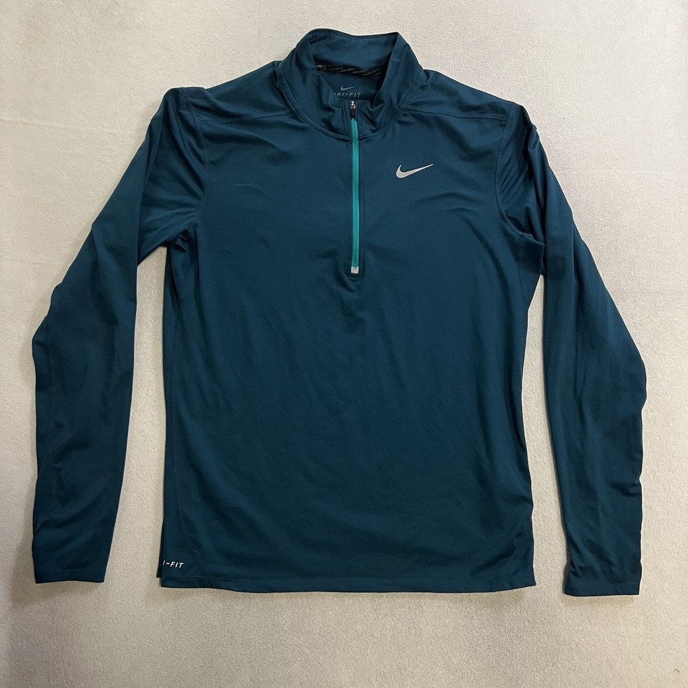 Nike Dri-Fit 1/4 Zip Pullover Modern Fit Mens Size Large Turquoise 683485-346